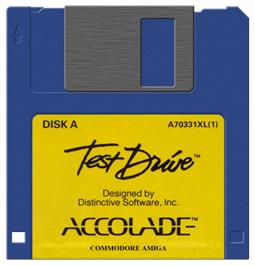 Cartridge artwork for Test Drive on the Commodore Amiga.