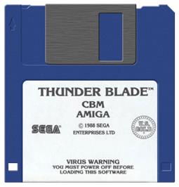 Cartridge artwork for Thunder Blade on the Commodore Amiga.