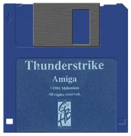 Cartridge artwork for Thunderstrike on the Commodore Amiga.