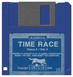 Cartridge artwork for Time Race on the Commodore Amiga.