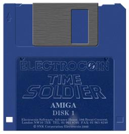 Cartridge artwork for Time Soldier on the Commodore Amiga.