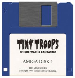 Cartridge artwork for Tiny Troops on the Commodore Amiga.