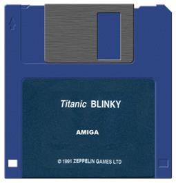 Cartridge artwork for Titanic Blinky on the Commodore Amiga.