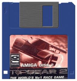 Cartridge artwork for Top Gear 2 on the Commodore Amiga.