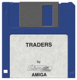 Cartridge artwork for Traders on the Commodore Amiga.