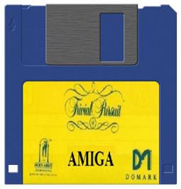 Cartridge artwork for Trivial Pursuit: A New Beginning on the Commodore Amiga.