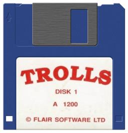 Cartridge artwork for Trolls on the Commodore Amiga.