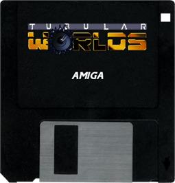 Cartridge artwork for Tubular Worlds on the Commodore Amiga.