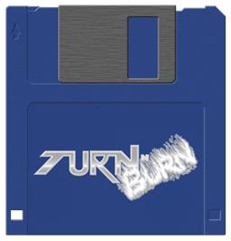 Cartridge artwork for Turn n' Burn on the Commodore Amiga.