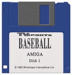 Cartridge artwork for Tv Sports Baseball on the Commodore Amiga.
