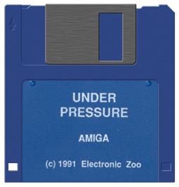 Cartridge artwork for Under Pressure on the Commodore Amiga.