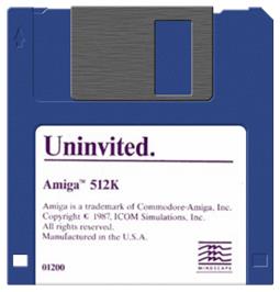 Cartridge artwork for Uninvited on the Commodore Amiga.