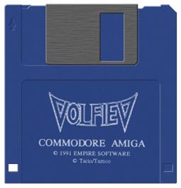 Cartridge artwork for Volfied on the Commodore Amiga.