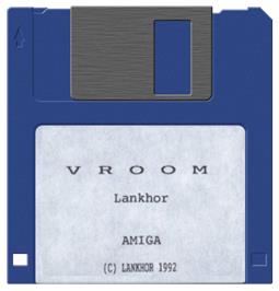 Cartridge artwork for Vroom on the Commodore Amiga.