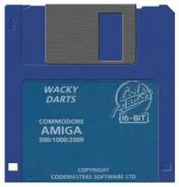 Cartridge artwork for Wacky Darts on the Commodore Amiga.