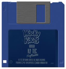 Cartridge artwork for Wacky Races on the Commodore Amiga.