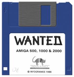 Cartridge artwork for Wanted on the Commodore Amiga.