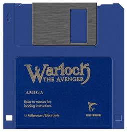 Cartridge artwork for Warlock - The Avenger on the Commodore Amiga.