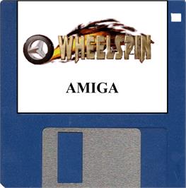 Cartridge artwork for Wheelspin on the Commodore Amiga.