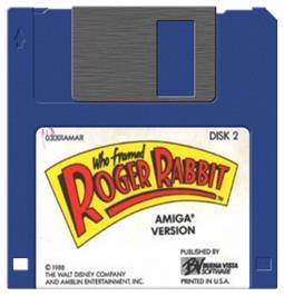 Cartridge artwork for Who Framed Roger Rabbit? on the Commodore Amiga.