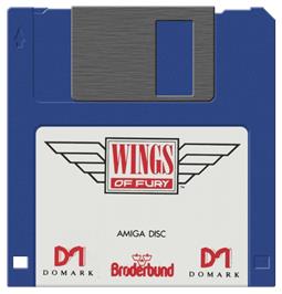 Cartridge artwork for Wings of Fury on the Commodore Amiga.