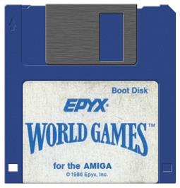 Cartridge artwork for World Games on the Commodore Amiga.