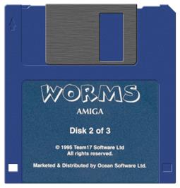 Cartridge artwork for Worms on the Commodore Amiga.