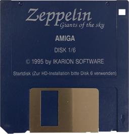 Cartridge artwork for Zeppelin: Giants of the Sky on the Commodore Amiga.