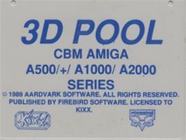 Top of cartridge artwork for 3d Pool on the Commodore Amiga.