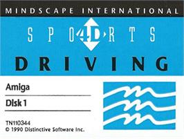 Top of cartridge artwork for 4d Sports Driving on the Commodore Amiga.
