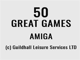 Top of cartridge artwork for 50 Great Games on the Commodore Amiga.