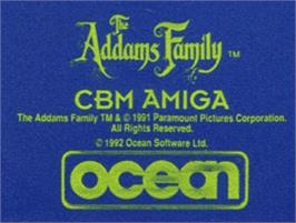 Top of cartridge artwork for Addams Family, The on the Commodore Amiga.