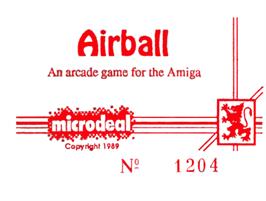 Top of cartridge artwork for Airball on the Commodore Amiga.