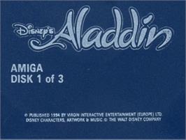 Top of cartridge artwork for Aladdin on the Commodore Amiga.