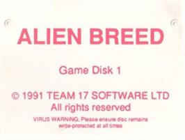 Top of cartridge artwork for Alien Breed (Special Edition 92) on the Commodore Amiga.
