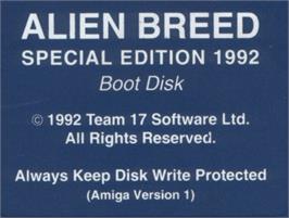 Top of cartridge artwork for Alien Breed - Special Edition '92 on the Commodore Amiga.