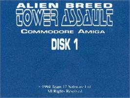 Top of cartridge artwork for Alien Breed - Tower Assault on the Commodore Amiga.