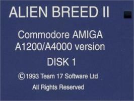 Top of cartridge artwork for Alien Breed 2 - The Horror Continues on the Commodore Amiga.