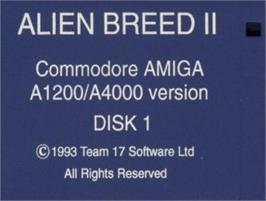 Top of cartridge artwork for Alien Breed II: The Horror Continues on the Commodore Amiga.