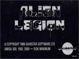 Top of cartridge artwork for Alien Legion on the Commodore Amiga.