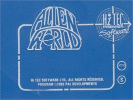 Top of cartridge artwork for Alien World on the Commodore Amiga.
