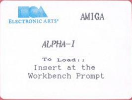 Top of cartridge artwork for Alpha-1 on the Commodore Amiga.