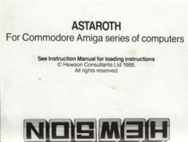 Top of cartridge artwork for Astaroth: The Angel of Death on the Commodore Amiga.