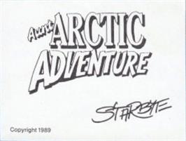 Top of cartridge artwork for Aunt Arctic Adventure on the Commodore Amiga.