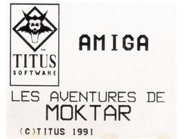 Top of cartridge artwork for Aventures De Moktar, Les on the Commodore Amiga.