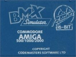 Top of cartridge artwork for BMX Simulator on the Commodore Amiga.