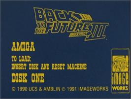 Top of cartridge artwork for Back To The Future Part 3 on the Commodore Amiga.