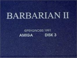 Top of cartridge artwork for Barbarian 2 on the Commodore Amiga.