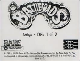 Top of cartridge artwork for Battle Toads on the Commodore Amiga.