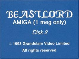 Top of cartridge artwork for Beastlord on the Commodore Amiga.